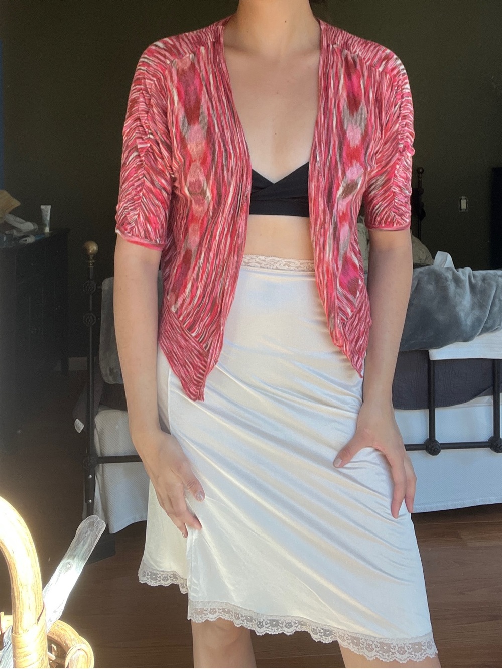 Pink Patterned Open Cardigan - Picture 2 of 3